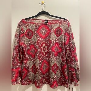 Red and Cream Paisley Top